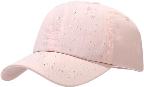 Malaxlx Pink Waterproof Baseball Cap for Men Women Breathable UPF50+ Sport Outdoor Caps Quick Dry Adjustable Rain Hat