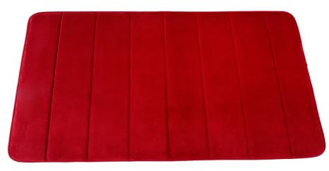 Brielle Memory Foam Badezimmer Badteppich Saugfähige Rutschfester Badvorleger Waschbar Badematte – 40x60 cm, Rot