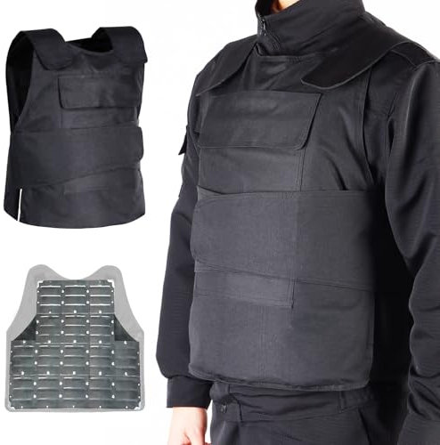 NorthSpoor Anti-Pollen-Weste, Pannenschutzweste vorne und hinten. Die Ausrüstung ist bequem und tragbar, geeignet für Polizei und Sicherheitsbeamte., Schwarz , L