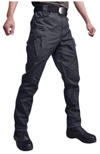Pantalon Homme Randonnée Tactique Noir - Chasse, Sécurité, Cargo, Étanche - Jean De Travail Gris XL
