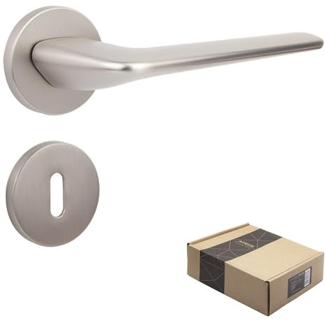 APECS Maniglia per porte interne, moderna, per porta di casa e porta interna, con rosette quadrate, con maniglia opaca con materiale di fissaggio, modello CAPELLA BB