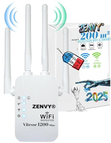 Repeteur Wifi Ac1200Mbps Puissant,Amplificateur Wifi, 4 Antennes, 2 Ports Lan,Mode Répéteur et Routeur et Ap, Exterieur de 300m², Facile à Installer en Francais+Video