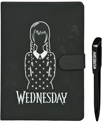 Undercover - Juego de cuaderno Wednesday A5 – Cierre magnético, 80 hojas de papel FSC, bolígrafo – Elegante juego de escritura para notas y creatividad
