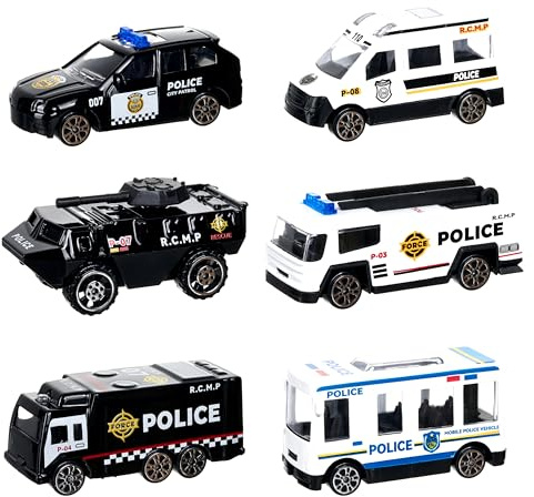 Boys Toys for 3 4 5 6 Years Old,6 Pack Diecast Police Car Toy Set, Mini Alloy Models Toys Car, Mini Vehicles Police Truck, Play Patrol Rescue Vehicle Toy, Boys Birthday Gift