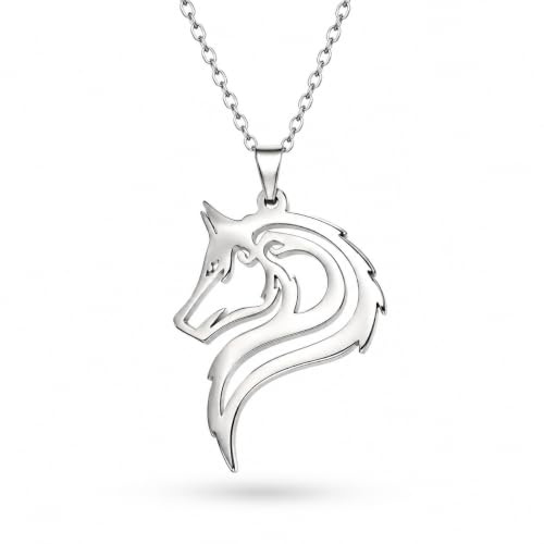 YIQPKUM Collar Cabeza Lobo Estiloso Colgante Amuleto Celta Joyería Mujer Acero Inoxidable Hueco Animales Fiesta Cumpleaños Regalos
