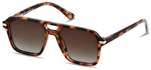 Tortoise Shell Aviator Sunglasses Womens Mens Polarized Retro Square Pilots
