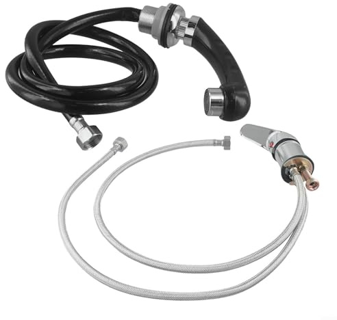 Rubinetto miscelatore con doccetta per sedia da parrucchiere, raccordo in lega cromata, miscelatore da 80 cm a tubo rubinetto, lunghezza totale ugello 120 cm