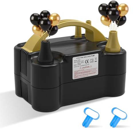 PlusFive Pompe à ballon électrique (220 V-240 V, 600 W), pompe à ballon électrique avec double buse portable et 2 modes, gonfleur de ballon pour fête, mariage, anniversaire, décoration de festival