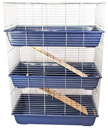 KCT Triple Level Indoor Rabbit Pet Cage Guinea Pig Animal 100cm - Dark Blue