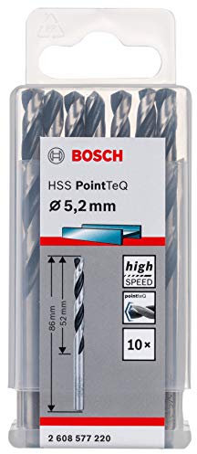 Bosch Professional 10-Piece PointTeQ HSS Twist Drill Bit (for Metal, 5.2 x 52 x 86 mm, Drill Driver Accessories)