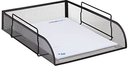 Relaxdays stapelbare Dokumentenablage, Büro Briefablage aus Metall für DIN A4, Schreibtischablage BxT 26x33,5cm, schwarz