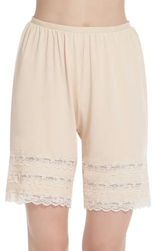 MANCYFIT Half Slip Shorts Culotte for Women Split Skirt Lace Pettipants Snip 7-9â Inseam Nude X-Large
