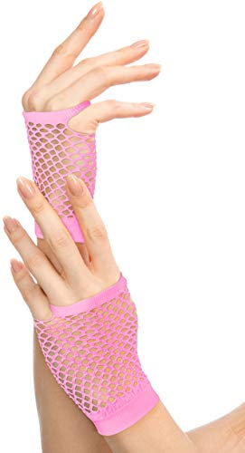 Balinco Rockige Netzhandschuhe 80er / 90er Jahre für Damen & Mädchen (Rosa)