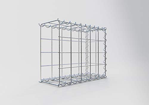 GABIONA Cesta de piedra de gavión rectangular, malla de 10 x 10 cm, profundidad de 20 cm, cesta de cultivo tipo 2, cierre de espiral, galvanizado (50 x 40 x 20 cm)