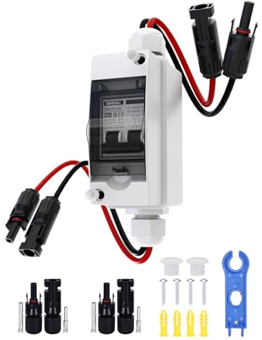 DIHOOL 30A 400V DC Solar Isolator Switch Circuit Breaker with IP65 Waterproof Enclosure, for Outdoor Solar Panel Systems and Battery Disconnect