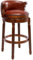Barhocker Holz – 360° Drehbar Barhocker mit Lehne, Echtleder Sitz, Handgefertigt mit Nagelkopfdekor, Massiver Gummibaumholzrahmen, Vintage Barstuhl für Küche & Bar (Braun, Sitzhöhe-75cm)