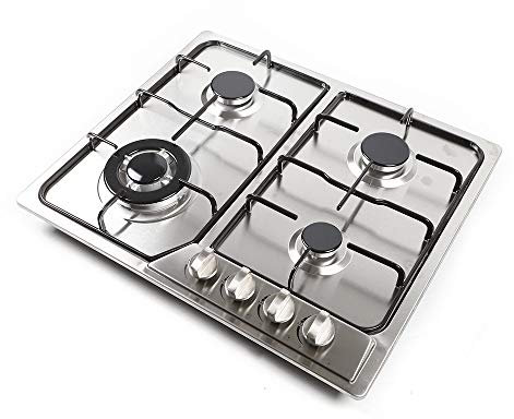 Cocina de Gas de 4 Fuegos para Interior y Exterior - Instalación o Independiente, Estufa Portátil Con Regulador de Manguera