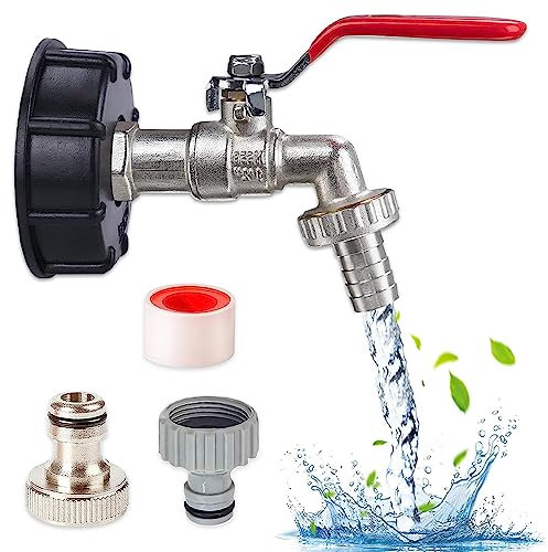 Udbrud Adaptateur de Réservoir IBC, Adaptateur de réservoir IBC Robinet Sortie Raccord Vanne 1/2 Remplacement Valve Remplacement Pièces Robinet Raccords De Tuyau D'arrosag pour Maison Jardin