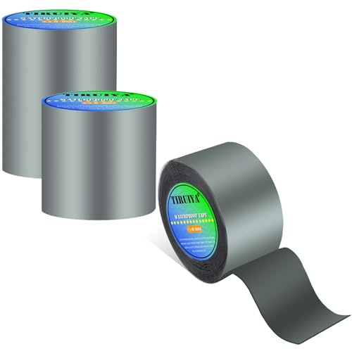 Tiruiya Toit Ruban De Réparation - Super Étanche Bande Butyle Caoutchouc Tape, Pour Fuite De Toit, Fissure De Tuyau, Façades, Trou, Bande D'étanchéIté Autocollante (Gris, 5cm x 10m x 1 roll)