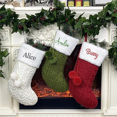 yky personlig julstrumpa familj julgransdekor, julstrumpor personliga namn, strumpa julprydnad (grön, personligt namn)