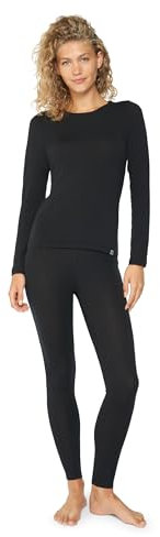 DANISH ENDURANCE Merino Thermounterwäsche Damen, Premium Skiunterwäsche Damen, Funktionsunterwäsche Set, Warm & Atmungsaktiv, Merino Unterwäsche Damen, Schwarz, M