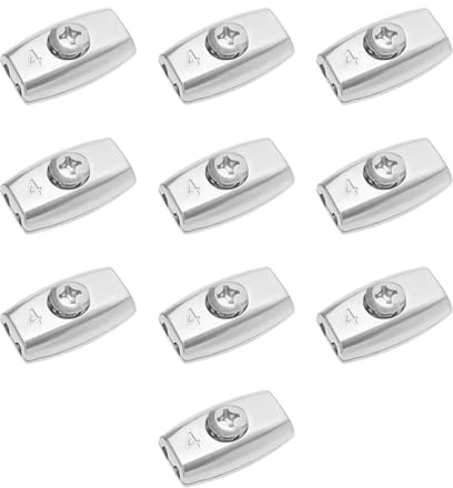 LT Easiyl 10 pz Clip per Fune Metallica in Acciaio Zincato a Forma di Uovo Morsetto per Cavo Adatto per Fune in Acciaio Diametro 4mm Doppio Foro 32,5mmx19,5mm