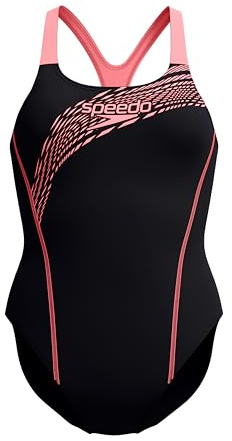 Speedo Medley Logo Traje de baño para Mujer, Coral Sands, 38