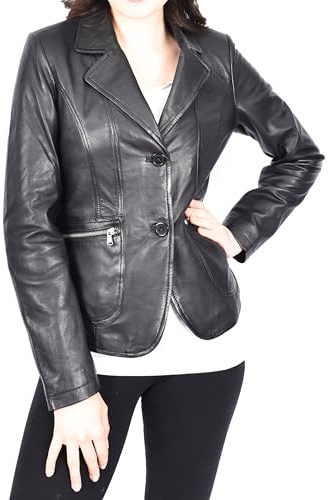 A1 FASHION GOODS svart läderblazer, anpassad kort jacka snål, Svart, 40
