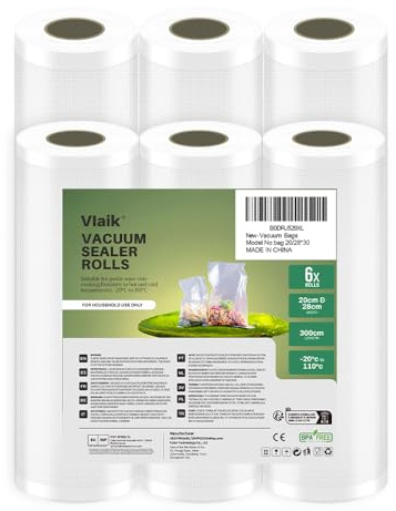 Sacchetti Sottovuoto Alimenti, Rotolo Sottovuoto Alimenti Senza BPA, 20x3/28x3/300 cm, Sacchetti per Sottovuoto Alimenti Resistenti Alle Lacerazioni, Adatti per Cottura Sous Vide e Conservazione