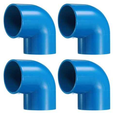 QUARKZMAN 4 Stück 90 Grad Winkelrohrverschraubungen 2 2-Wege-PVC-Möbelqualität Eckverbinder Winkel Ellenbogen Seitenablauf für Abwasserrohr Wasserzufuhr Bau Garten, Blau