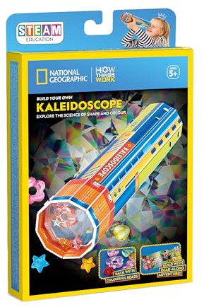 University Games National Geographic Build Your Own Kaleidoscope, STEAM Education Science Toy, Ages 5+