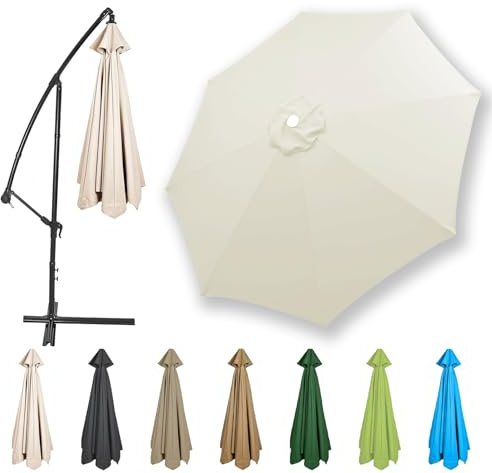 HonunGron UV50+ Telo di Ricambio per Ombrellone 6 Stecche/8 Stecche, Tettoia di Ricambio per Ombrello 2,7m/3,0m/3,5m/4,0m Copertura di Ricambio per Ombrellone da Giardino (Beige,4.0m / 8 Ribs)