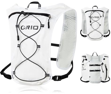 Chaleco de correr para mujeres y hombres, correas ajustables en el pecho, chaleco de hidratación para correr con vejiga de agua de 1.5 L, ligero, transpirable, reflectante, paquete de hidratación para