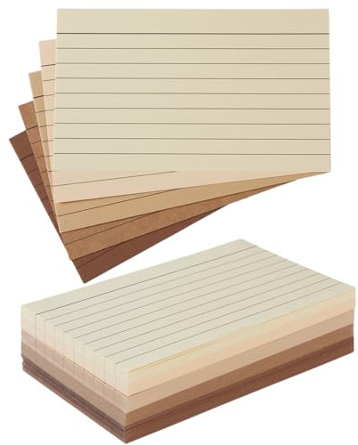 Topeen 100 Sheets 3x5 Colored Ruled Note Cards Index Cards, 250 GSM Heavy Flashcards, 5 Brown