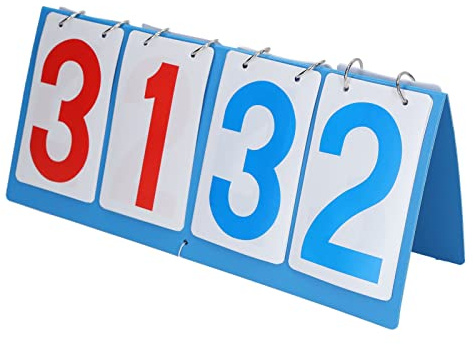 Yctze Tableau de Bord Portable étanche à 4 Chiffres pour Volley-Ball, Basket-Ball et Tennis de Table – Durable et Léger avec Chiffres Bleus et Rouges Clairs – Suivi Facile des Scores – Idéal