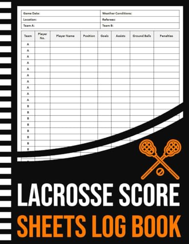 Lacrosse Score Sheets Log Book: Lacrosse Scoring Logbook | Lacrosse Game Scorebook for Coaches & Players