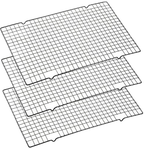 3 Piezas Rejilla de Enfriamiento de Acero Inoxidable,40x25cm Rejilla para Enfriar Pasteles,Rejilla Horno,Cookie Cooling Rack con Recubierta Antiadherente para Hornearenfriar,Asar,Hornear y Más,Negro