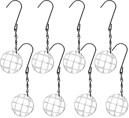 Zuuyye - Lot de 8 Distributeurs de Boules de Graisse pour Oiseaux, Porte-Boules de Graisse Blancs avec Couvercle à Charnière pour Mésanges, Jardin et Balcon
