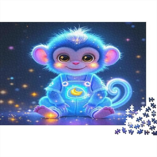 Mono Azul de Dibujos Animados Puzzle de 1000 Piezas Puzzle para Adultos Papel Escena de Luz Nocturna Puzzle para Toda la Familia Relajación Enfoque Decoración Regalo 38x26cm/1000pcs
