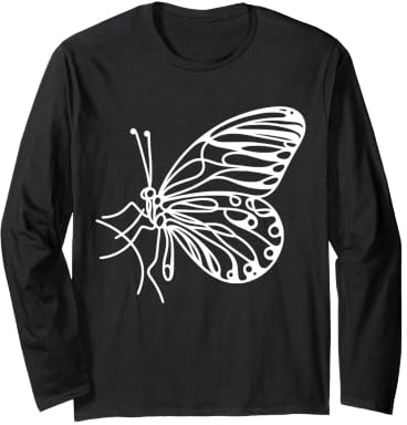 Butterfly Line Art Entomologist Long Sleeve T-Shirt