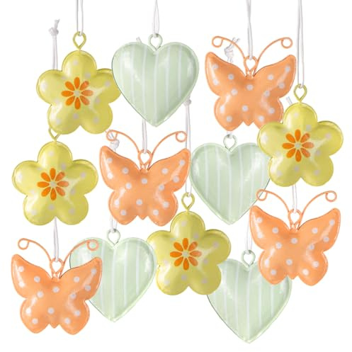 12 Herzanhänger bunt 4 cm Metall – Geschenkidee Liebe | Frühling Hochzeit Tischdeko modernes Wohnen Frau Mann