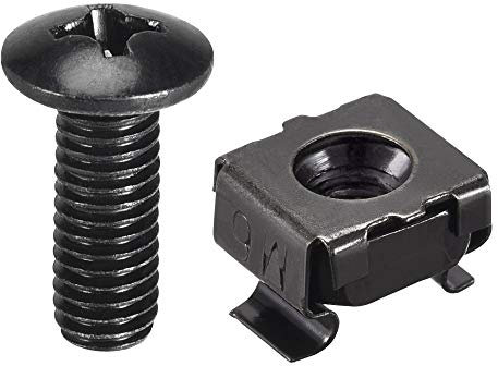 sourcing map M6 x 19mm Cage Nuts and Screws Carbon Steel for Rack Mount Server Shelve Cabinet Set of 10
