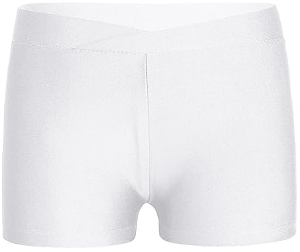 Freebily Pantaloncini Danza Bambina Ginnastica Artistica Pantaloni Corti Aderenti Shorts Leggings Corti da Balletto Danza Classica Ballerina Moderna Culotte Sportswear Bianco 9-10 Anni