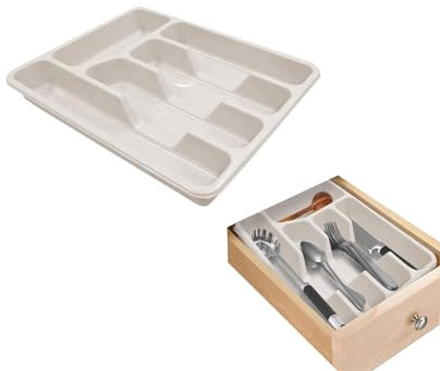 Avilia Portaposate da Cassetto Lavabile in Lavastoviglie - Organizzatore Posate con 4 Scomparti, in Plastica Resistente, Bianco