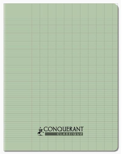 CONQUÉRANT Cahier conquérant classique agrafé 17x22 cm 96P 90G grands carreaux vert tendre
