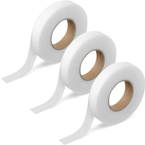 NJCXOLA 3pcs Cinta de Tela Termoadhesiva,50 M Cinta termoadhesiva para dobladillos, Cinta Termoadhesiva Ropa, Cinta de Dobladillo Planchado, Tira de Dobladillo Adhesiva para Reparar Cortinas