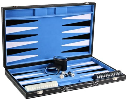 Set Backgammon in pelle blu cielo 21 pollici