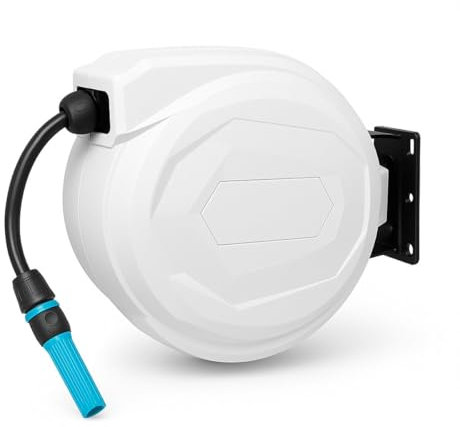 Dévidoir mural AVOID® 20 m – Enrouleur automatique de tuyau d'arrosage avec fixation murale – Tuyau de 15 m inclus – Rotatif et résistant aux UV – Pour jardin et terrasse