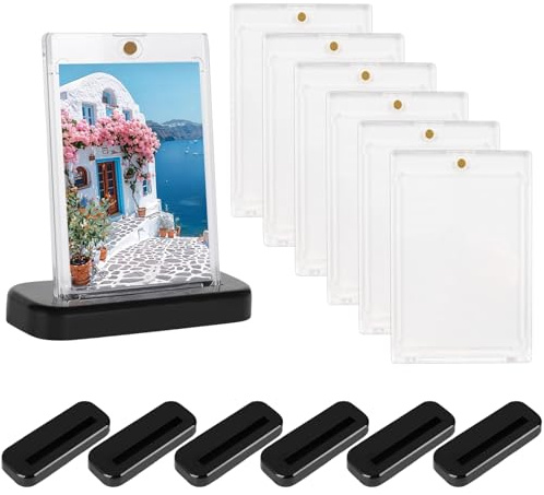 WEDAMOO 6 Piezas Magnetic Card Holder, 35PT Transparente Fundas Magnéticas Cartas Coleccionables, Magnetic Trading Card Holder, Fundas Cartas Magic con Soporte para Magic, Deportes, Béisbol, Fútbol