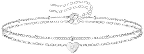 RMMD Armband Damen Silber - 18K Weißgold Vergoldete Silber Armband mit Buchstaben M Armkette Armbänder Damen Schmuck Personalisierte Geschenk für Frauen Mädchen Weihnachts Geschenke